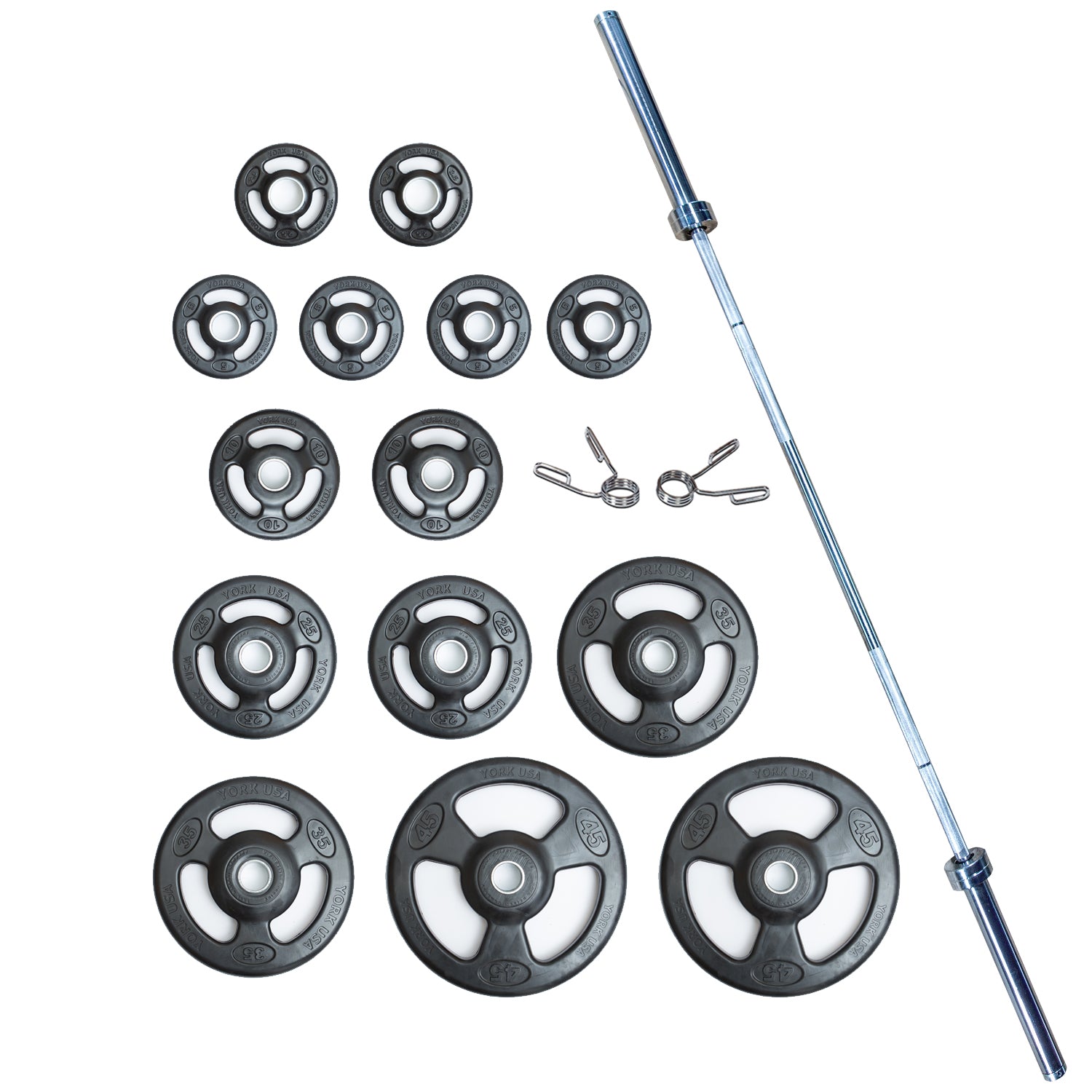 York Iso-Grip Rubber-Encased Steel Olympic Plate Set