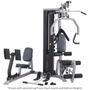 BodyCraft GL Strength Training System shown with optional Leg Press , Stack Guards and Add on Weights