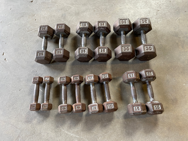 Used Steel Hex Dumbbell Pairs