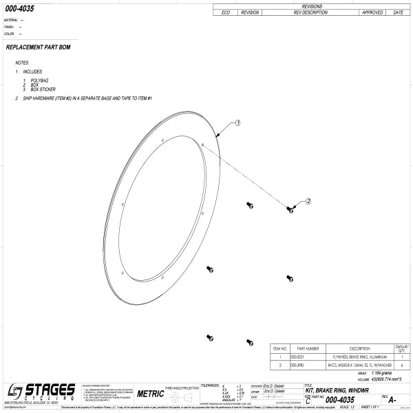 Stages 000-0021 Flywheel Brake Ring, Aluminum