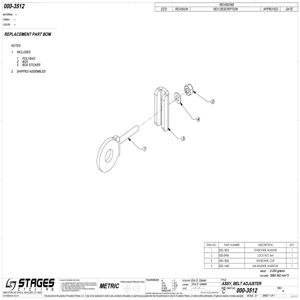 Stages - 000-3512 ASSY, BELT ADJUSTER