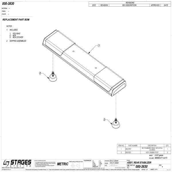 Stages - 000-3830  ASSY, REAR STABILIZER