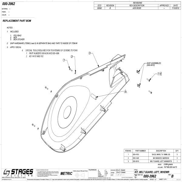 Stages - 000-3962 kit, belt guard, left
