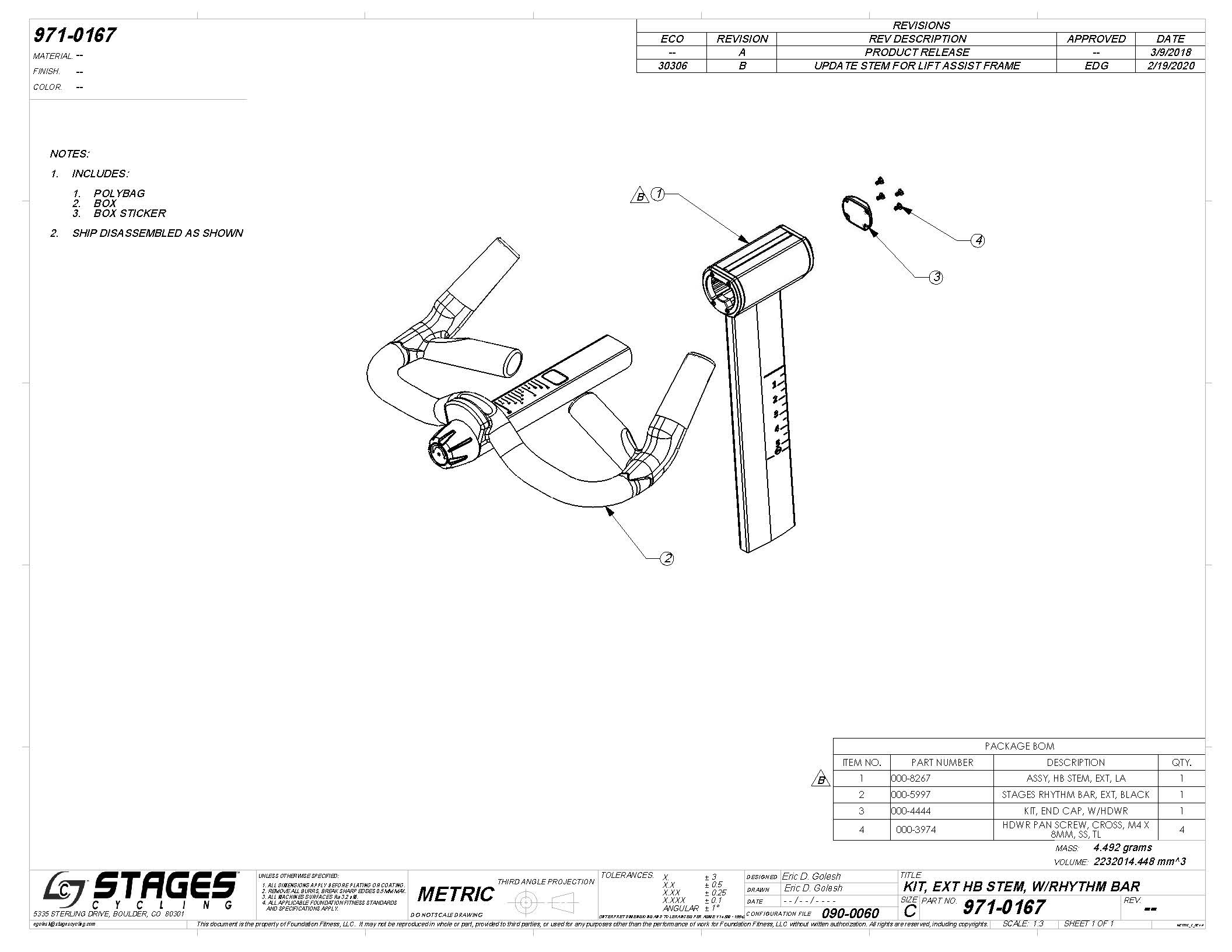 Stages Handlebar Post, 4 Inch Extended Height