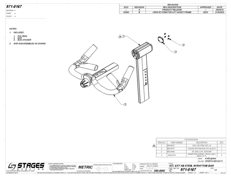 Stages Handlebar Post, 4 Inch Extended Height