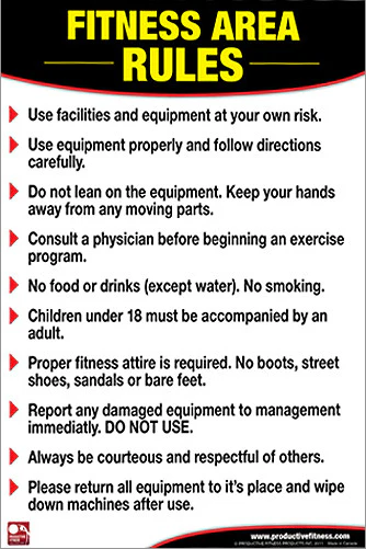 Fitness Area Rules Poster