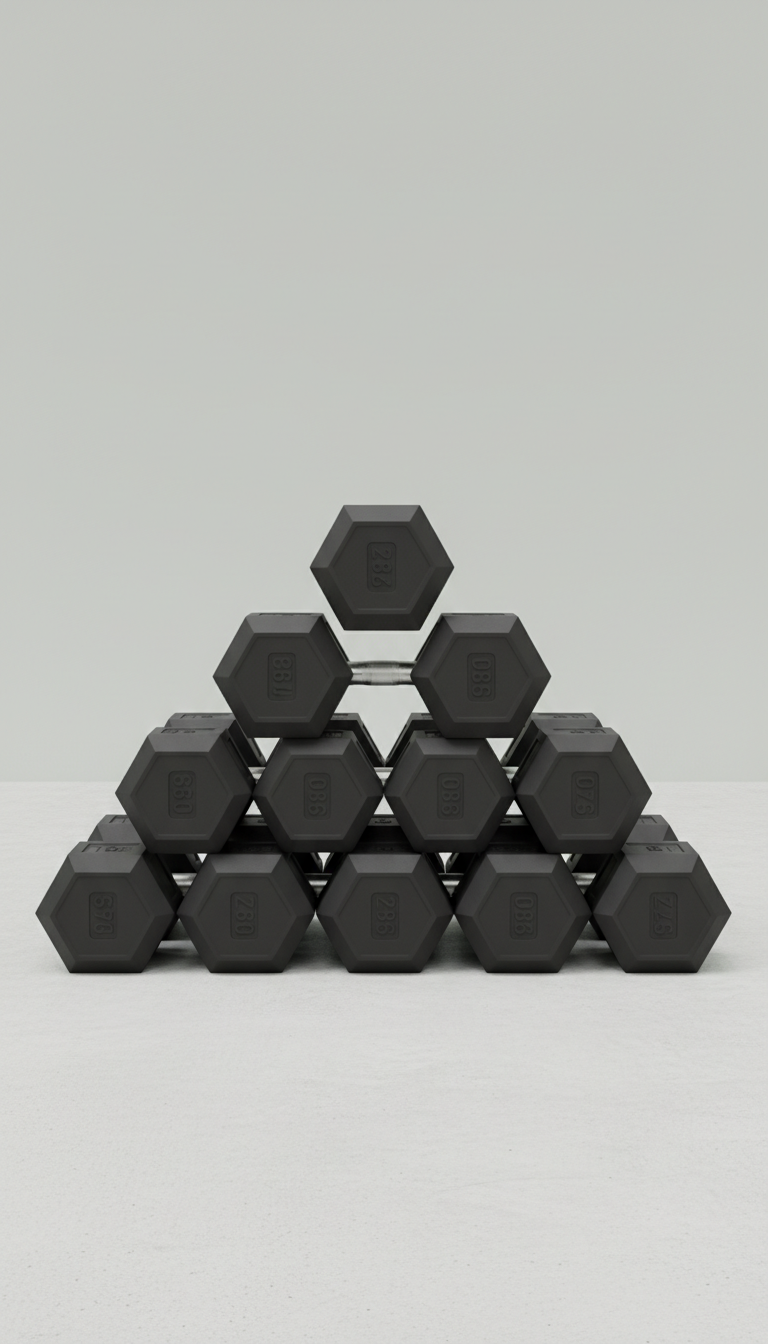 Rubber Hex Dumbbells Set 5–50 lb