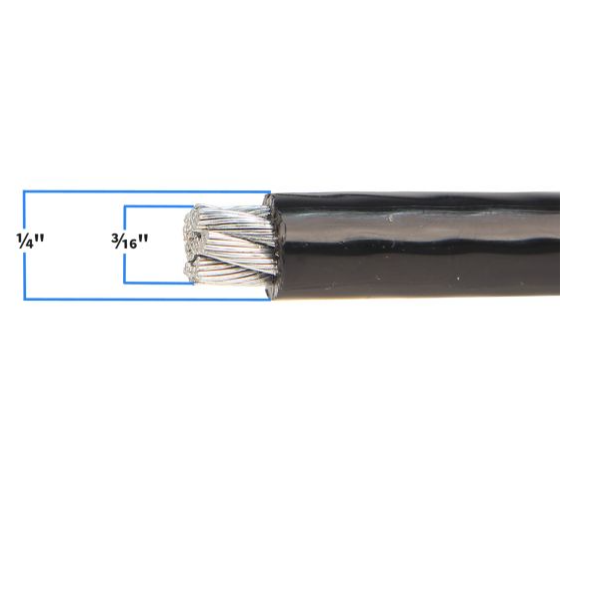 Exerflex Pro Cable 1/4", Black Nylon Coating | By the Foot