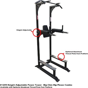 Dotmar Height Adjustable Power Tower-Chin Dip and Hip Flexor Combo
