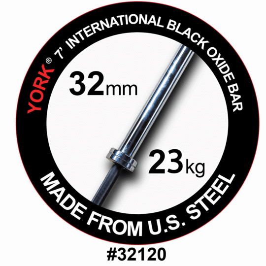 York Barbell | International Black Oxide Bar - 7ft (30mm)
