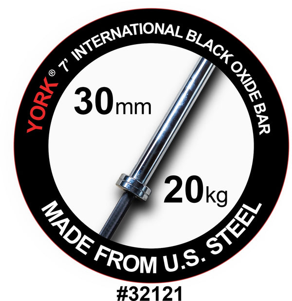 York Barbell | International Black Oxide Bar - 7ft (30mm)