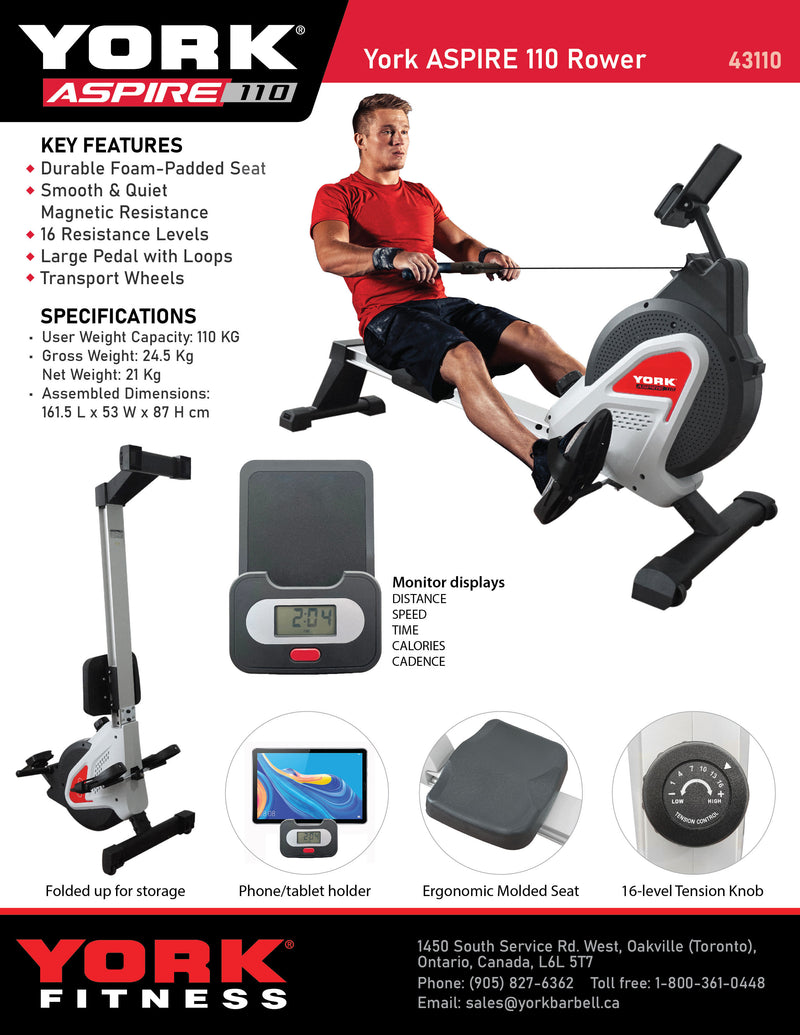 York Aspire 110 Rower | Dotmar Fitness