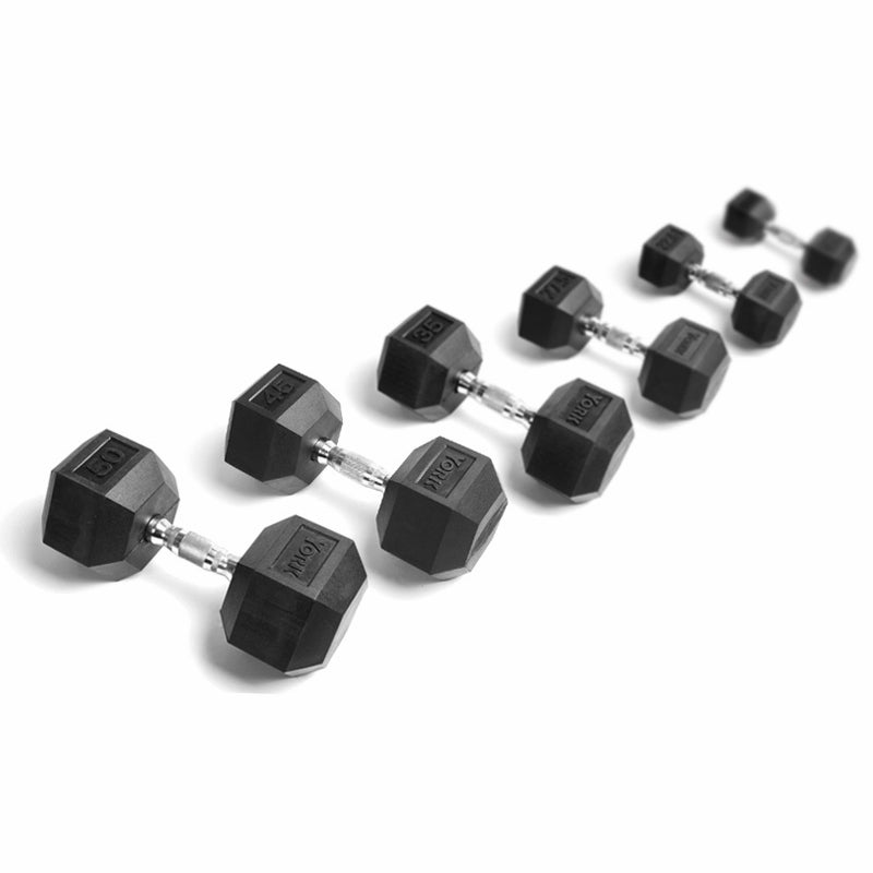 York 55-100 Rubber Hex Dumbbell - Set