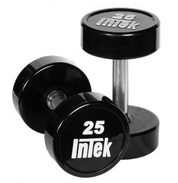 Intek Branded Bravo Series Solid Urethane 25lb Dumbbell pair