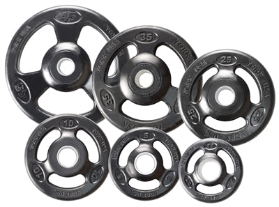 York Iso-Grip Rubber Encased Olympic Plate - 245lb