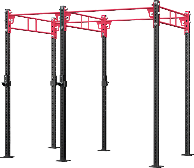 Atlantis Rig System. 6 black posts with red crossbars. Two sets of  black J Hooks